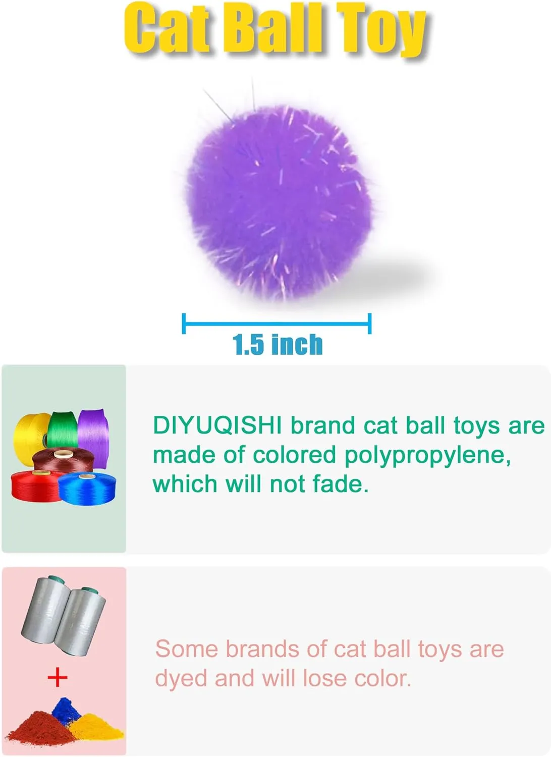 100 PCS Cat Toy Balls Interactive Sturdy Play Toys Soft Fuzzy Balls for Indoor Fun and Exercise Suitable for All Cat Breeds