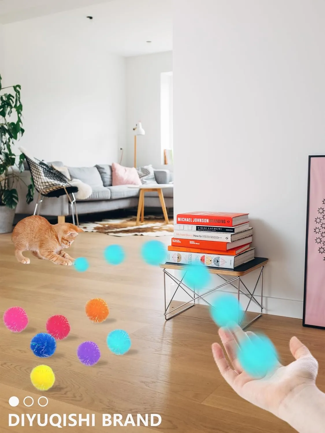 100 PCS Cat Toy Balls Interactive Sturdy Play Toys Soft Fuzzy Balls for Indoor Fun and Exercise Suitable for All Cat Breeds