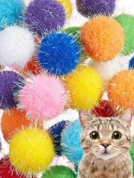 100 PCS Cat Toy Balls Interactive Sturdy Play Toys Soft Fuzzy Balls for Indoor Fun and Exercise Suitable for All Cat Breeds