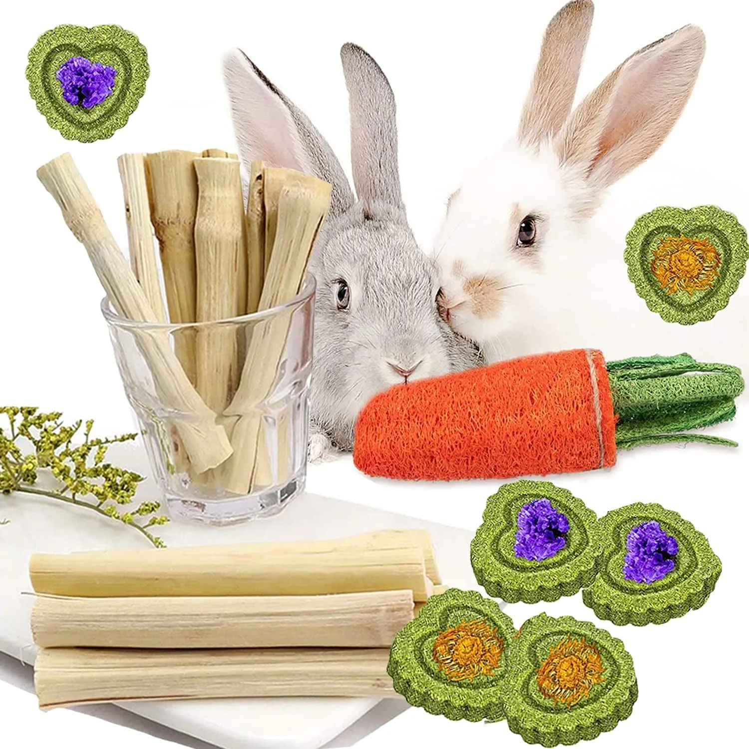 150g Rabbit Chew Toys, Rabbit treats made from natural sweet bamboo, Keep clean teeth and healthy gums, best bunny chew toys for Rabbits, Hamsters, Chinchillas, Guinea Pigs, bunny, Squirrels ect