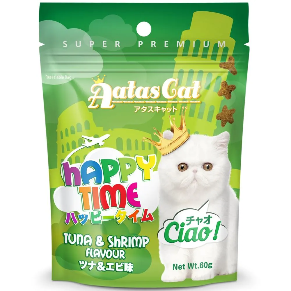 4 FOR $9: Aatas Cat Happy Time Ciao! - Tuna & Shrimp Cat Treats 60g