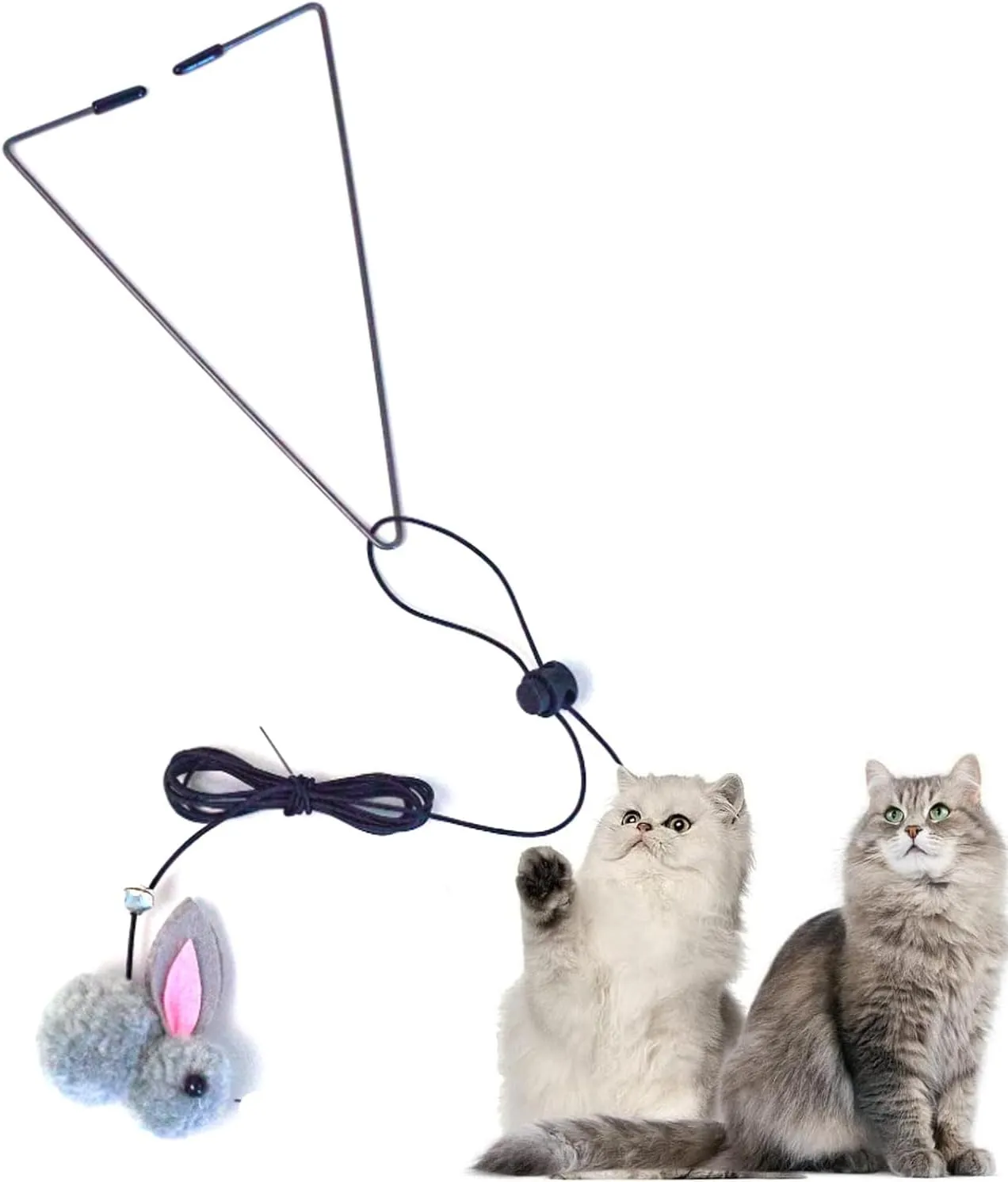 55 TRENDS Hanging Cat Toy Retractable Hanging Interactive Teaser Indoor Cats Kitten Exercise Playing Chase Toys Rabbit Shape (Pack of 1)