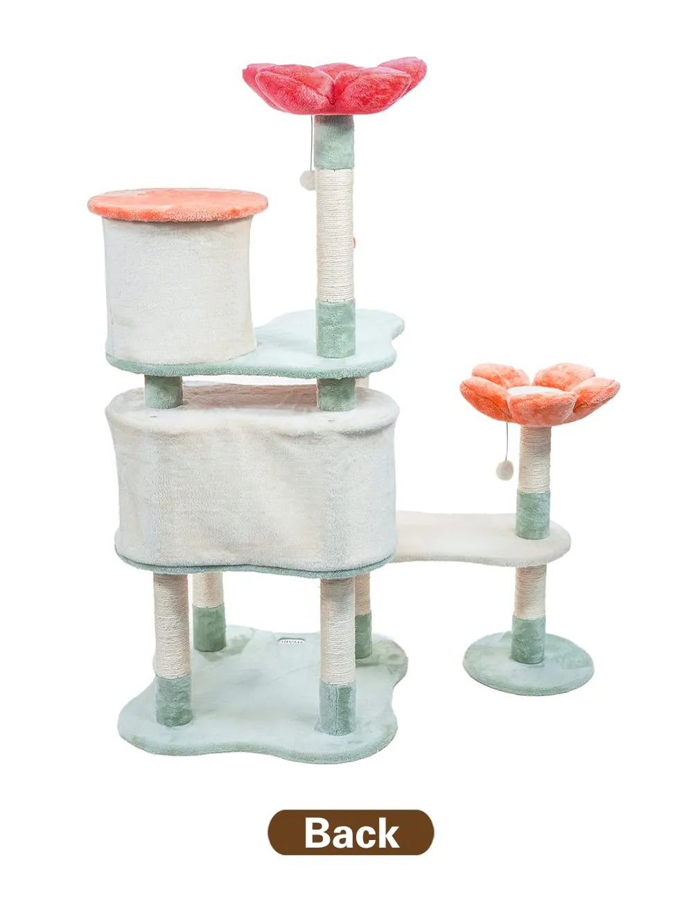 56.3in Flower Collapsible Cat Tree Tower Condo Furniture Apartment Plush Habitat Kitten Amusement Platform