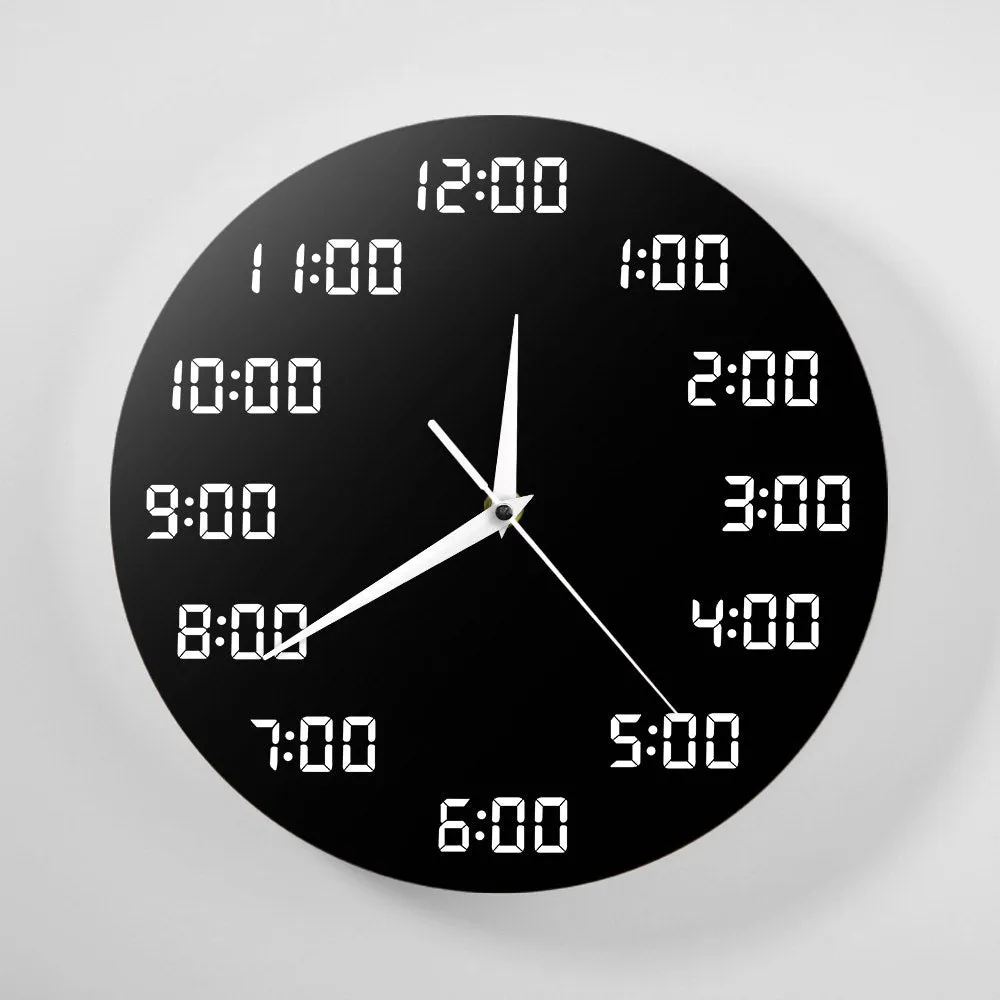 Analogous Digital Wall Clock Humorously Designed Round Wall Clock In Digital Display Indoor Home Decor Simple Clock Wall Watch