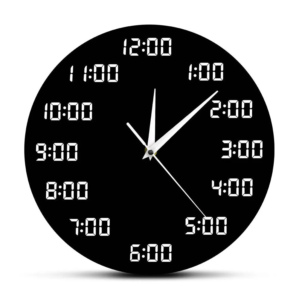 Analogous Digital Wall Clock Humorously Designed Round Wall Clock In Digital Display Indoor Home Decor Simple Clock Wall Watch