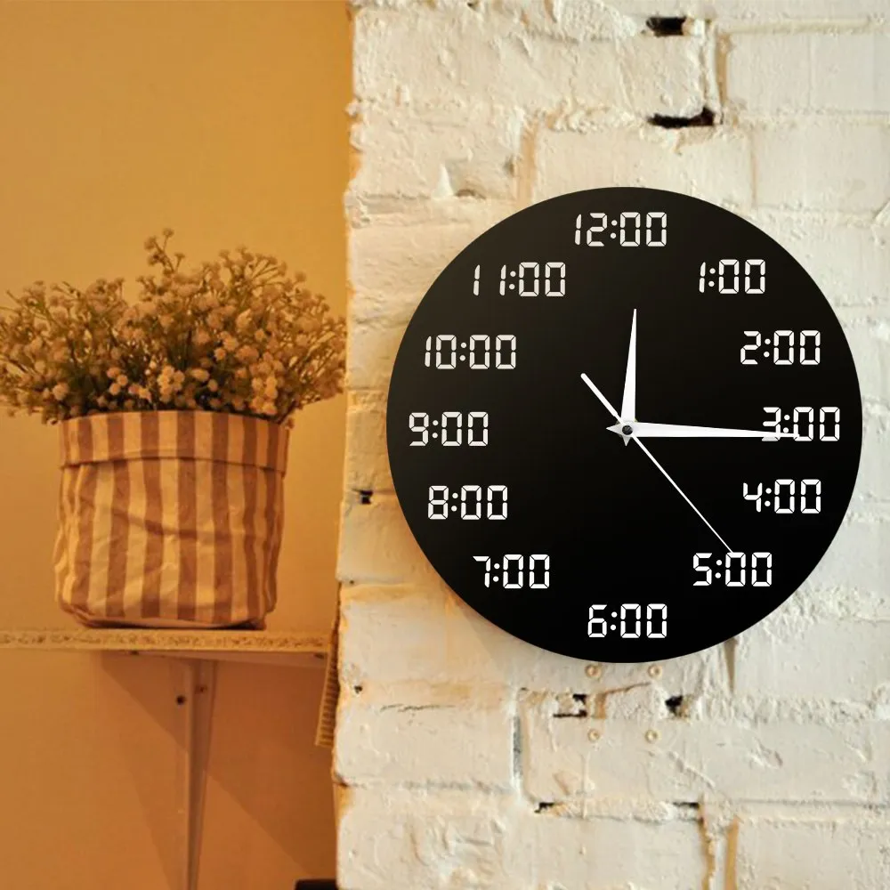 Analogous Digital Wall Clock Humorously Designed Round Wall Clock In Digital Display Indoor Home Decor Simple Clock Wall Watch