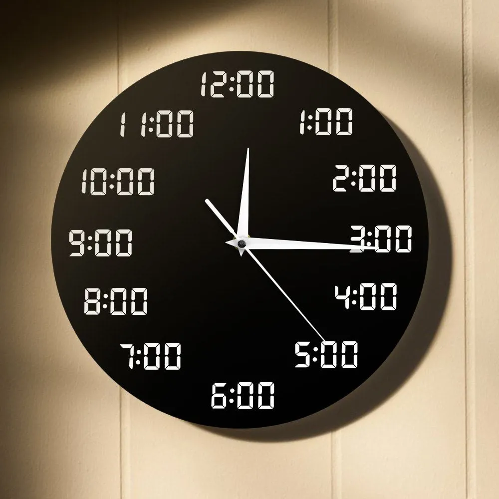 Analogous Digital Wall Clock Humorously Designed Round Wall Clock In Digital Display Indoor Home Decor Simple Clock Wall Watch