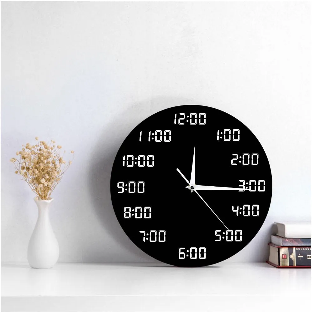 Analogous Digital Wall Clock Humorously Designed Round Wall Clock In Digital Display Indoor Home Decor Simple Clock Wall Watch