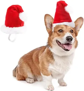 ANIAC Adjustable 3D Christmas Hat for Small Dog Cats Holiday Pet Accessories Decoration Puppy Christmas Outfit Dog Christmas Costume Headband Cat Santa Hat (Red Hat, Small)