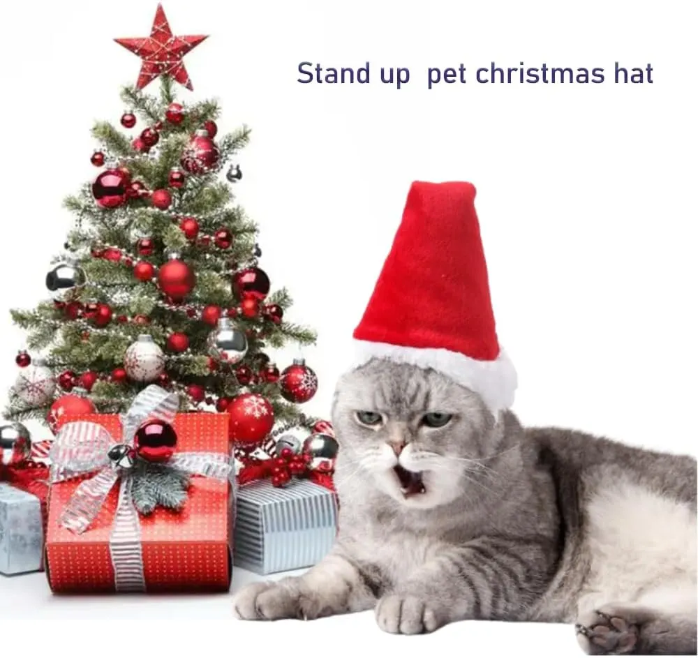 ANIAC Adjustable 3D Christmas Hat for Small Dog Cats Holiday Pet Accessories Decoration Puppy Christmas Outfit Dog Christmas Costume Headband Cat Santa Hat (Red Hat, Small)