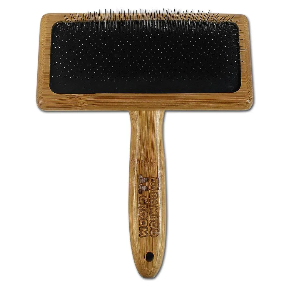 Bamboo Groom Slicker Brush with Stainless Steel Pins Dog Supply