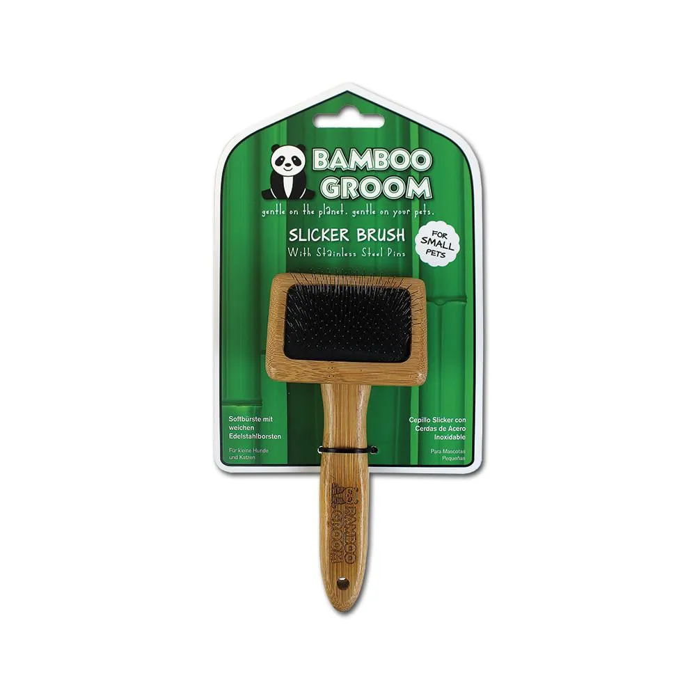 Bamboo Groom Slicker Brush with Stainless Steel Pins Dog Supply