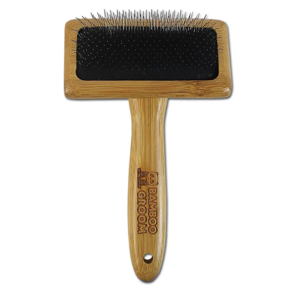 Bamboo Groom Slicker Brush with Stainless Steel Pins Dog Supply