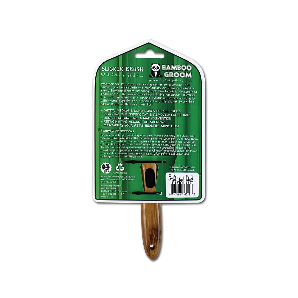 Bamboo Groom Slicker Brush with Stainless Steel Pins Dog Supply