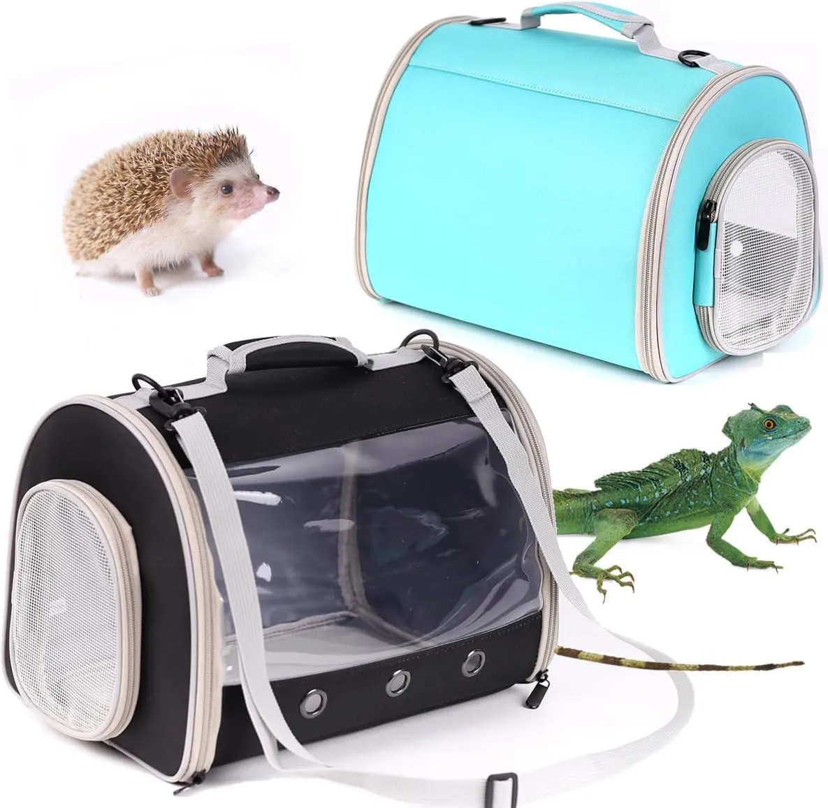 Bearded Dragon Travel Carrier Backpack,Lizard Backpack Carrier,Space Capsule Clear Bubble Window Astronaut Reptile Carrier Backpack for Guinea Pig,Sugar Glider,Bunny (Green, TPU Carrier MAT)