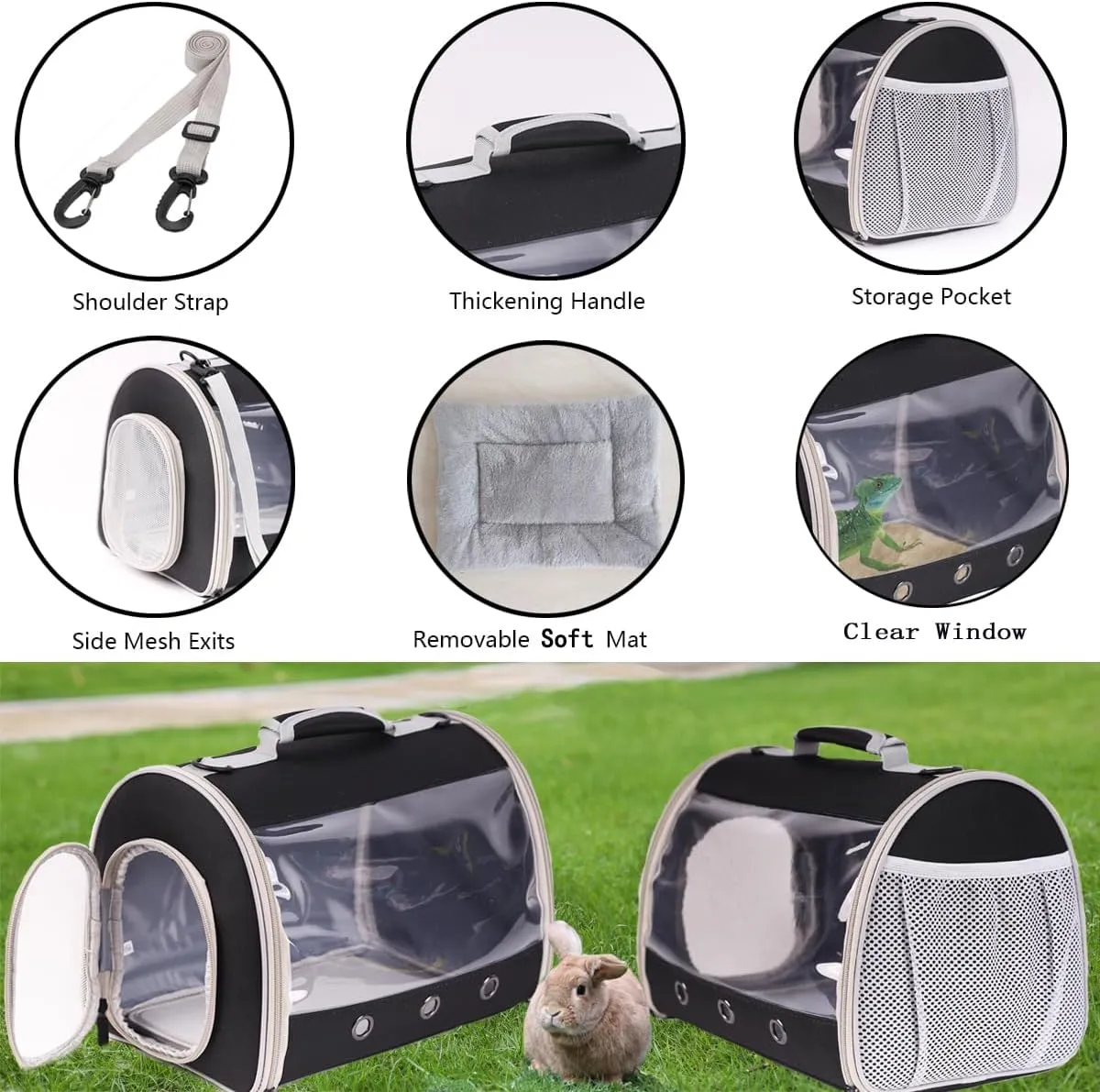 Bearded Dragon Travel Carrier Backpack,Lizard Backpack Carrier,Space Capsule Clear Bubble Window Astronaut Reptile Carrier Backpack for Guinea Pig,Sugar Glider,Bunny (Green, TPU Carrier MAT)