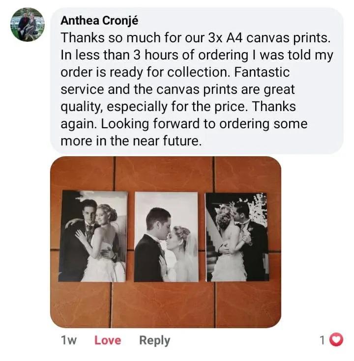 Buy one A4 Canvas, Get two FREE! (Total 3 x A4!)
