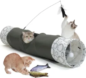 Cat Tunnel 51" Long Cat Toys Tunnel, 9.8" Diameter Collapsible Crinkle Paper Cats Tube for Cats,Tunnel for Indoor Cats,Kitty Bored Peek Hole Toy, Puppy, Kitty, Kitten, Rabbit