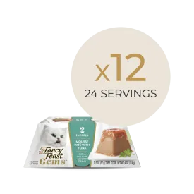 Fancy Feast Gems Mousse Pate, 12ct Tuna (Dual Packs - 24 Entrees)