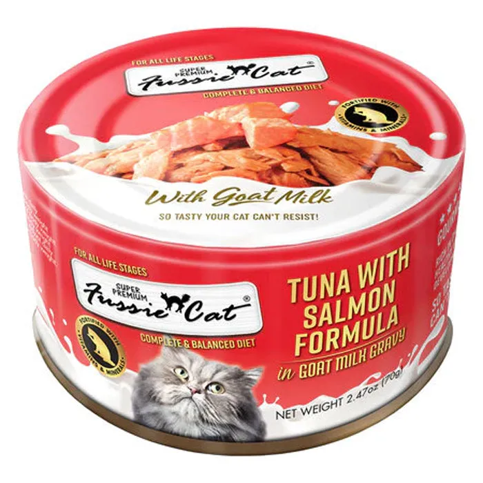 Fussie Cat Tuna with Salmon Formula in Goat Milk Gravy Canned Cat Food 2.47oz