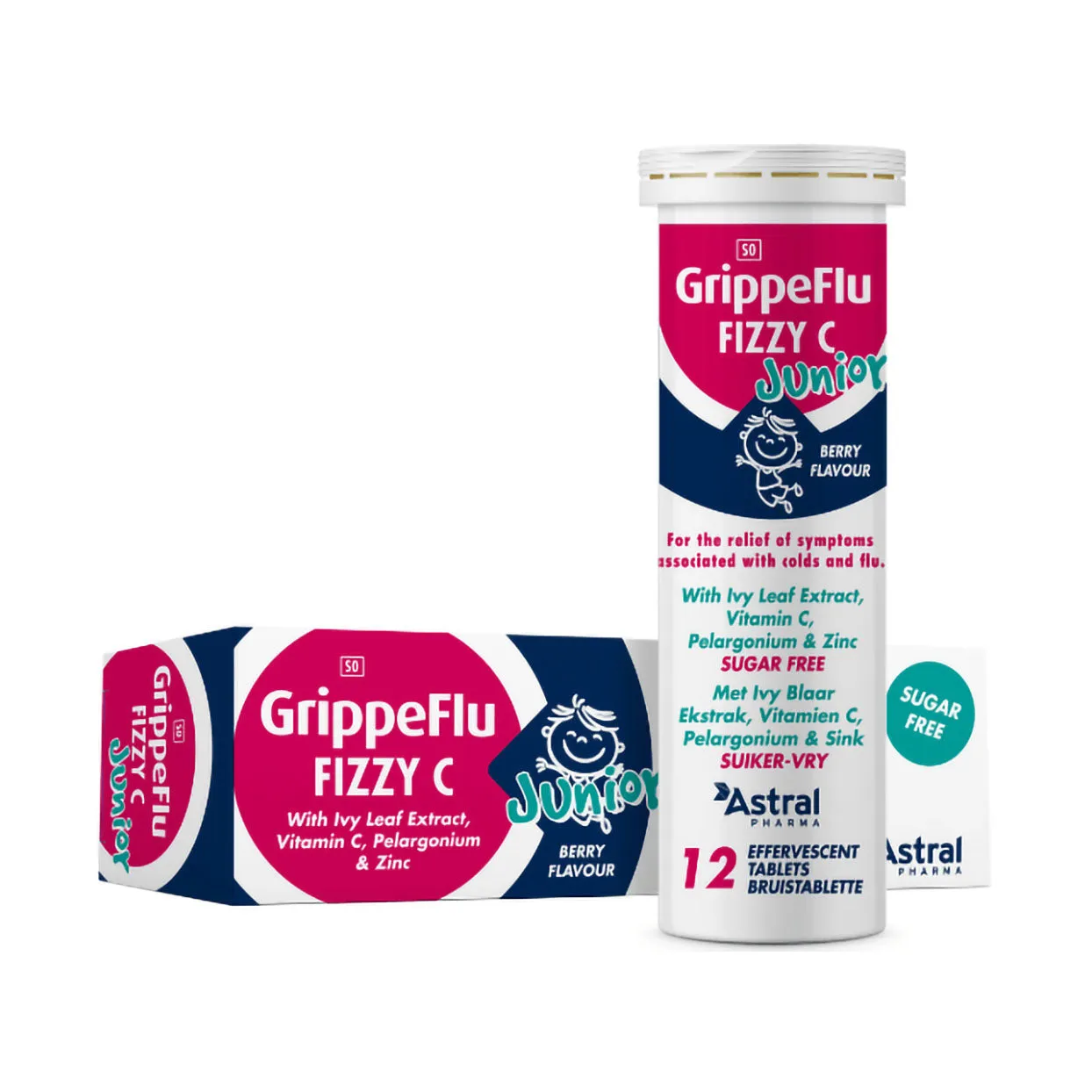 GrippeFlu Fizzy C Junior Cold & Flu Berry 12 Effervescent Tablets