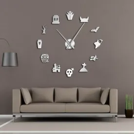 Halloween Party Horror DIY Giant Wall Clock Vintage Macabre Frameless Big Needle Clock Wall Watch Halloween Treats Decoration