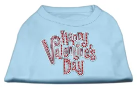 Happy Valentines Day Rhinestone Dog Shirt Baby Blue Sm (10)