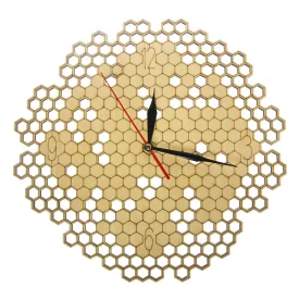 Honeycomb Wood Geometric Wall Clock Hexagon Minimalist Living Room Decor Hanging Natural Rustic Clock  Bee Lovers Gift