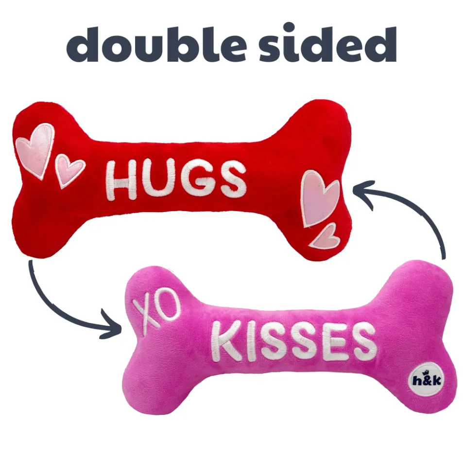 Huxley & Kent Hugs & Kisses Bone 2.0 Power Plush Dog Toy - Size Large