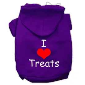 I Love Treats Screen Print Pet Hoodies Purple Size XS (8) I Love Treats Screen Print Pet Hoodies Purple Size XS (8)