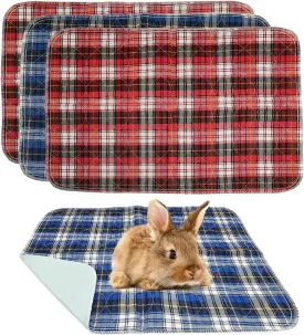 kathson 4Pcs Guinea Pig Cage Liner, 18x24 Washable Rabbit Pee Pads Waterproof Reusable Pee Mats for Guinea Pig Rabbit Bunny Hamster Cat Puppy Small Animals