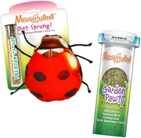 Meowijuana | Lady Bug Bundle | Get Sprung Refillable Lady Bug Toy and Garden Pawty Catnip Blend | Promotes Play and Cat Health | Includes North American Organic Catnip