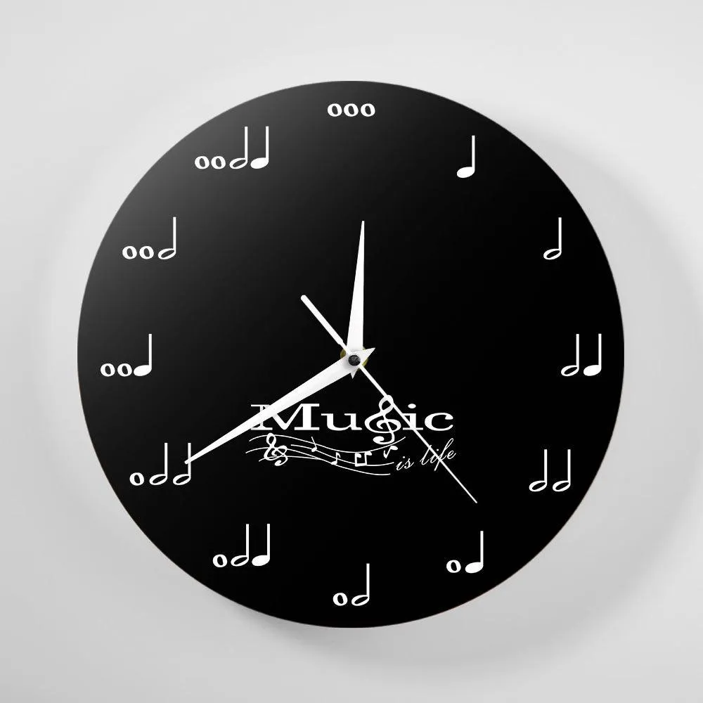 Music Is Life Inspirational Wall Decor Symphony Musical Wall Clock Treble Clef Music Studio Hanging Wall Watch Musician Gift