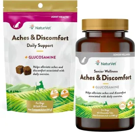 NaturVet Aches & Discomfort Dog Supplement Plus Glucosamine  Supports Canine Joint Health  Helps Relieves Exercise Aches  30 Soft Chews & Senior Wellness Aches & Discomfort for Dogs  60 Chewables