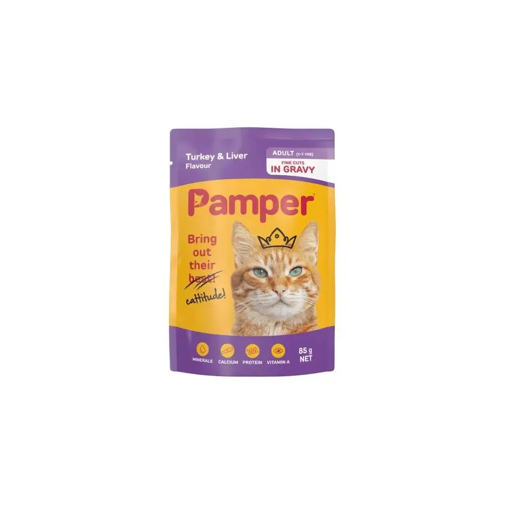 Pamper Fine Cuts Turkey And Liver Wet Cat Food 85g