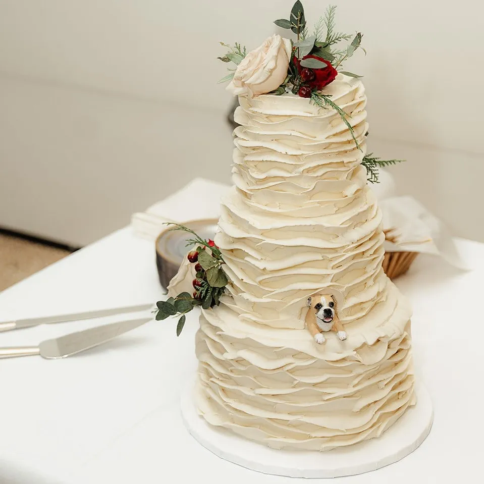 Peeking custom pet wedding cake topper