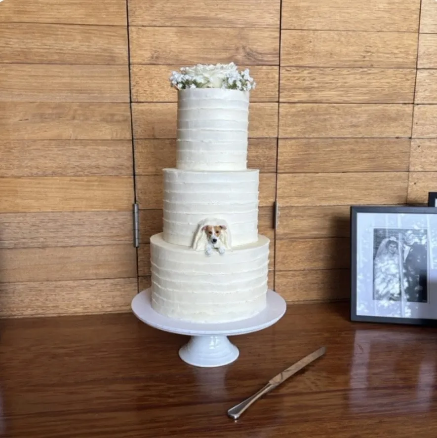 Peeking custom pet wedding cake topper