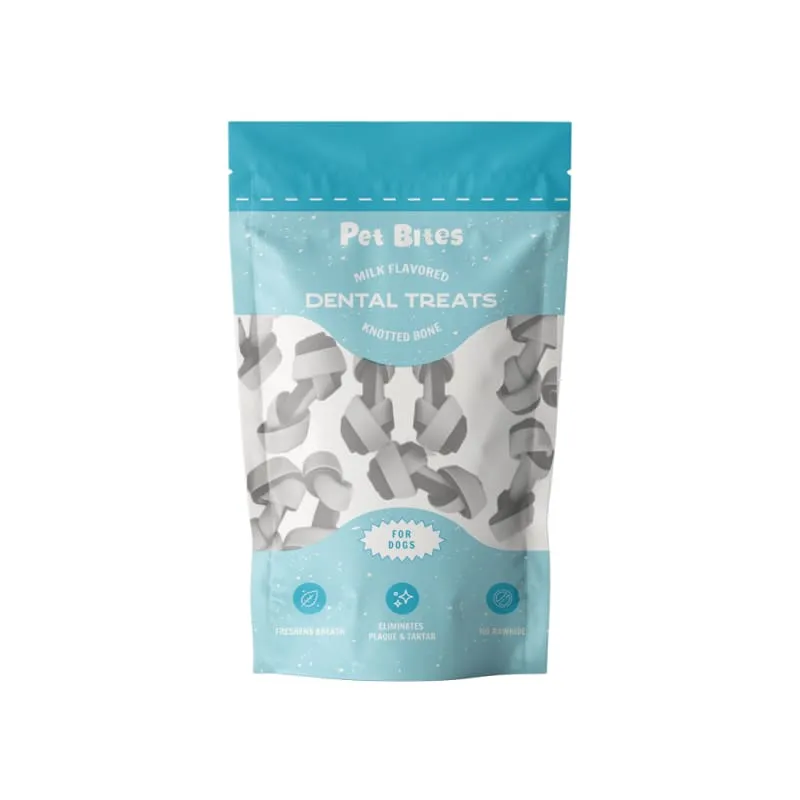 Pet Bites Milk Small Knotted Bone Dental Dog Treats 195g