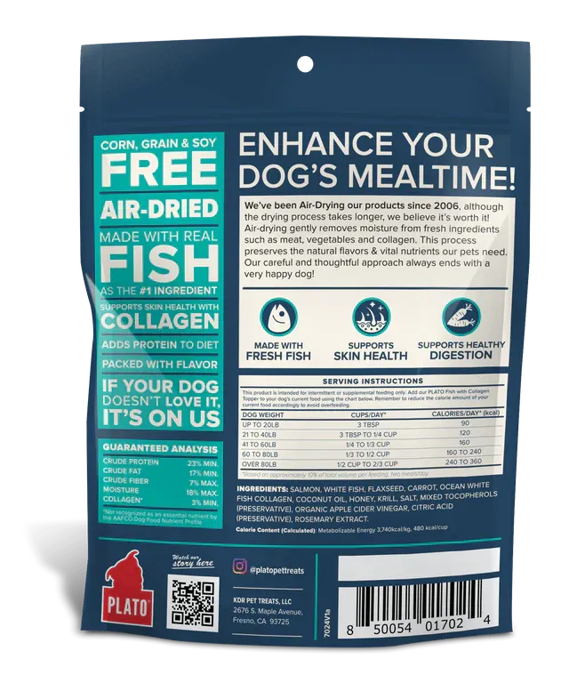 Plato Fish & Collagen Food Topper Dog Treats