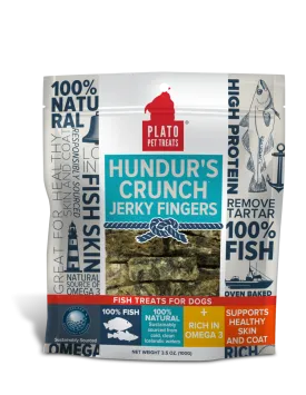 Platos Pet Treats Hundur’s Crunch Jerky Fingers Fish Dog Treats