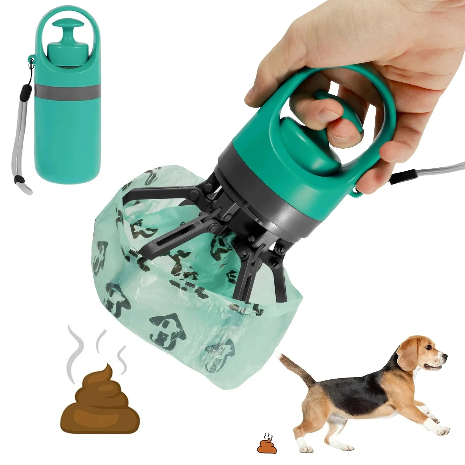 Portable Dog Pooper Scooper – Essential Pet Waste Cleaner with Claw Design and Garbage Bag Dispenser for Outdoor Adventures