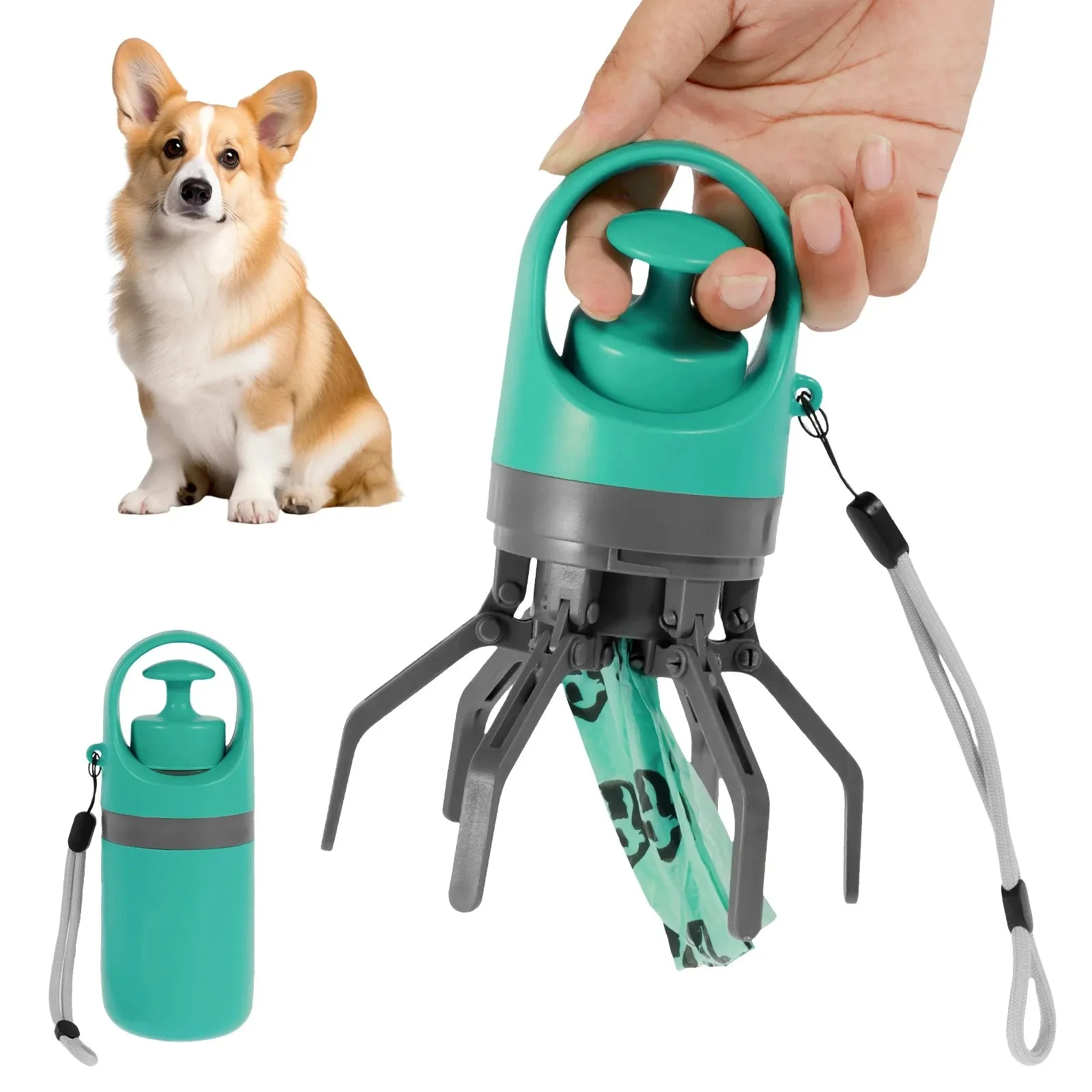 Portable Dog Pooper Scooper – Essential Pet Waste Cleaner with Claw Design and Garbage Bag Dispenser for Outdoor Adventures
