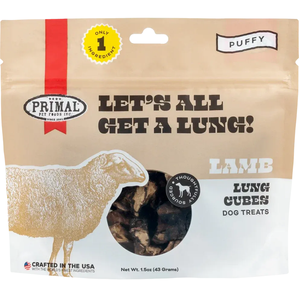 Primal Pet Foods Let’s All Get a Lung Dehydrated Dog Treats Lamb Recipe