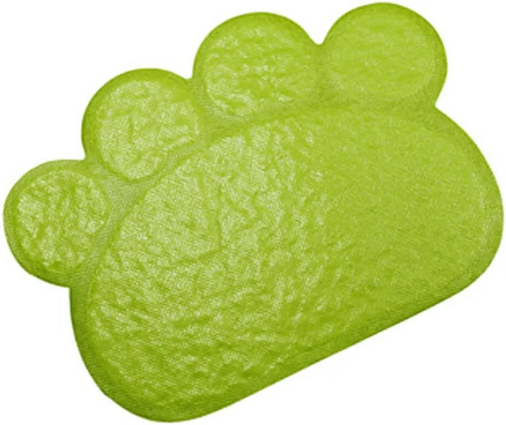 PVC Pet Dog Cat Puppy Kitten Dish Bowl Food Water Feeding Placemat, Non-Slip Cat Litter Mat Paw Shape, Blue Small