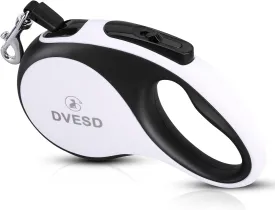 Retractable Dog Leash 10/16 ft for Small/Medium Breeds/Large Pets Up to 110 LBS. 360 Tangle Free Design with One Touch Quick-Lock Braking System&Anti-Slip Handle. (White/Black, Small)