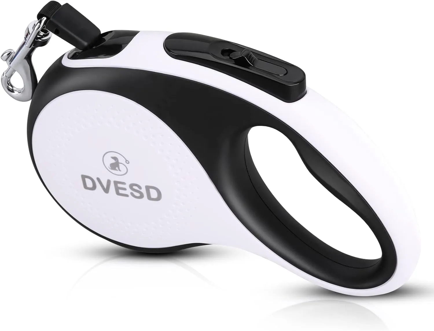 Retractable Dog Leash 10/16 ft for Small/Medium Breeds/Large Pets Up to 110 LBS. 360 Tangle Free Design with One Touch Quick-Lock Braking System&Anti-Slip Handle. (White/Black, Small)
