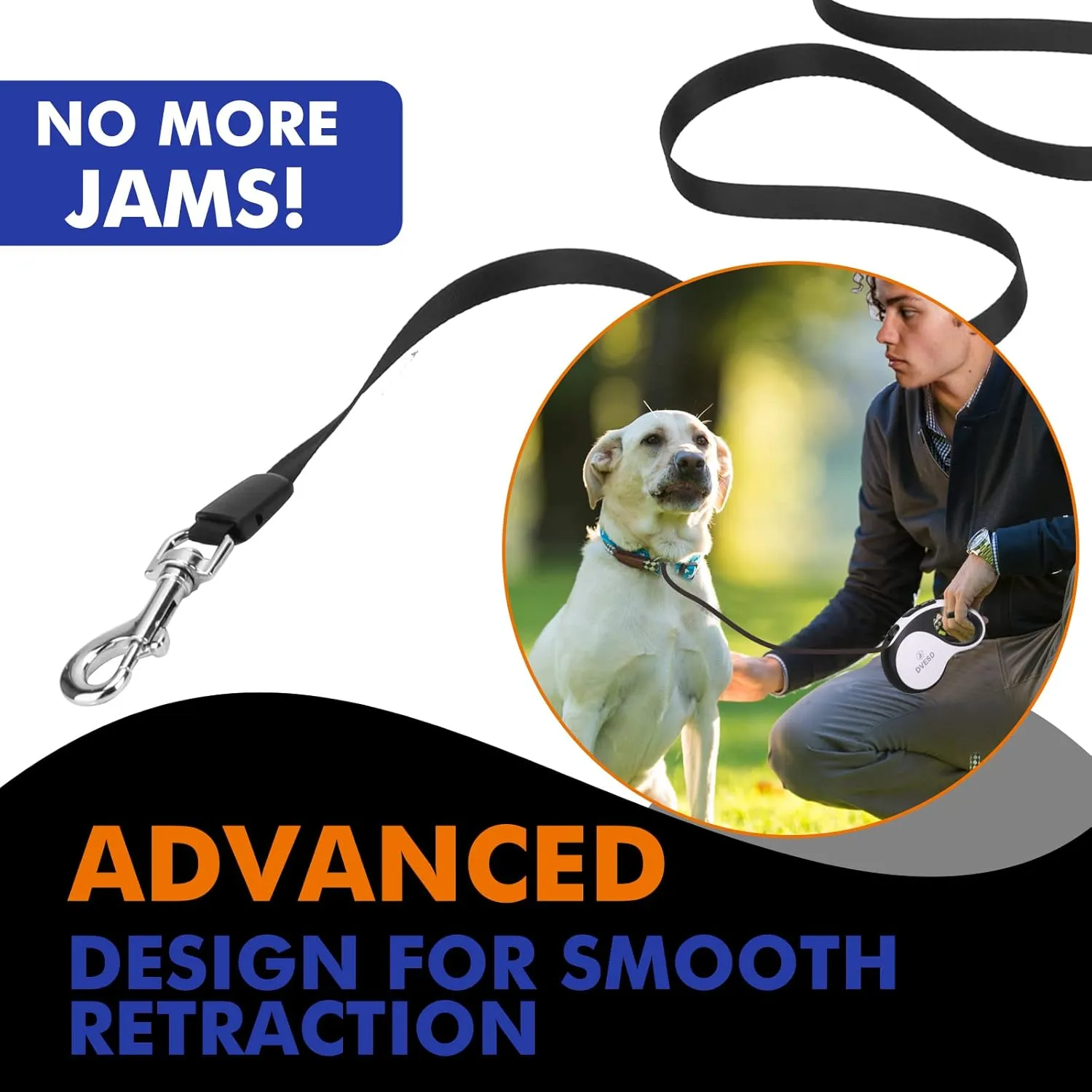 Retractable Dog Leash 10/16 ft for Small/Medium Breeds/Large Pets Up to 110 LBS. 360 Tangle Free Design with One Touch Quick-Lock Braking System&Anti-Slip Handle. (White/Black, Small)