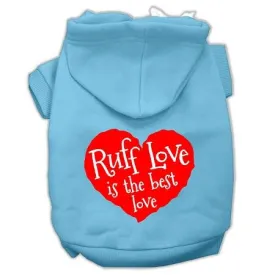 Ruff Love Screen Print Pet Hoodies Baby Blue Size Sm (10)