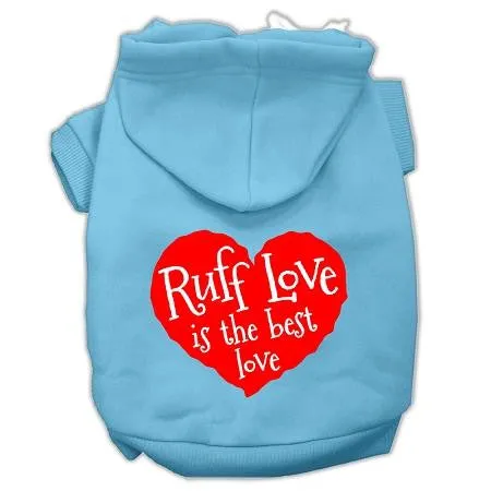Ruff Love Screen Print Pet Hoodies Baby Blue Size Sm (10)