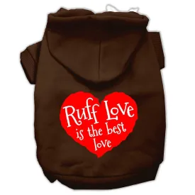 Ruff Love Screen Print Pet Hoodies Brown Size XL (16) Ruff Love Screen Print Pet Hoodies Brown Size XL (16)